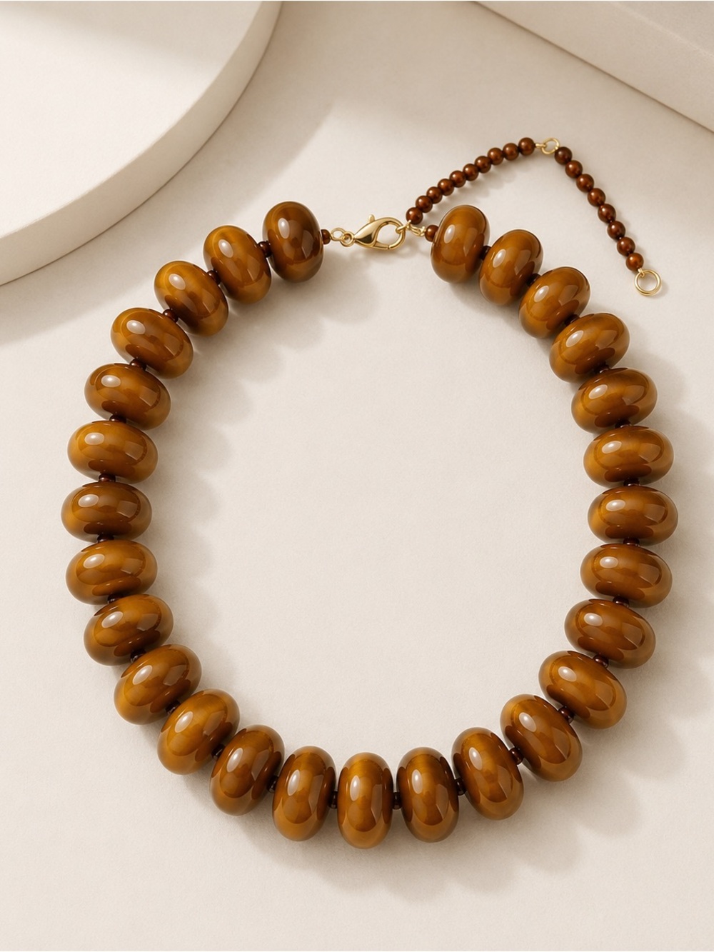 Anthropology Inspired Brown Beaded Dopamine Statement Necklace